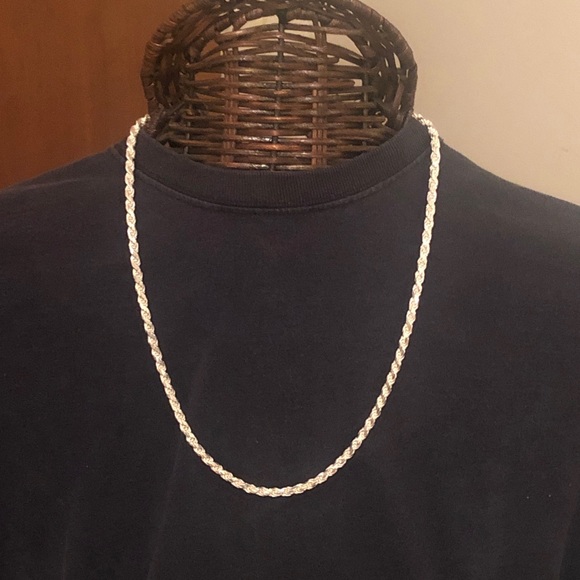 24” 4.5mm Diamond Cut Sterling Silver Rope Chain - Picture 2 of 15